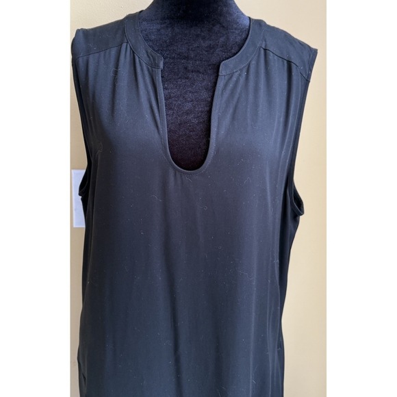 chicos asymmetrical Bias Hem Midi Dress size 2 NWT Black Sleeveless Pockets - Picture 3 of 13